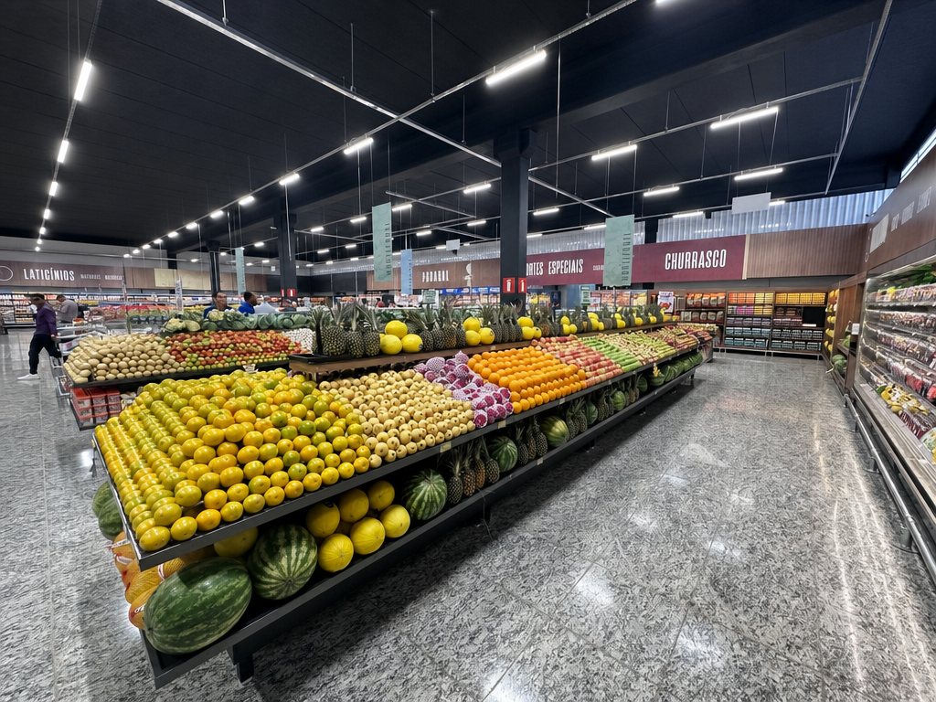 piso de granito aplicado em supermercado